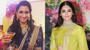 Deepika Padukone’s sister Anisha and Alia Bhatt rocked the same Sabyasachi lehenga in different colours. (Instagram) Deepika Padukone’s sister Anisha and Alia Bhatt rocked the same Sabyasachi lehenga in different colours. (Instagram)