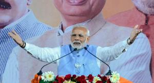 Prime Minister Narendra Modi kicked off his MP campaign only on November 16. He also visited the Vindhya region, which has 30 seats in the 230-member strong state assembly.(PTI) Prime Minister Narendra Modi kicked off his MP campaign only on November 16. He also visited the Vindhya region, which has 30 seats in the 230-member strong state assembly.(PTI)