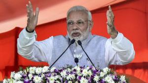 Prime Minister Narendra Modi addresses an election rally in support of BJP candidates in Nizamabad in Telangana on Tuesday.(PTI) Prime Minister Narendra Modi addresses an election rally in support of BJP candidates in Nizamabad in Telangana on Tuesday.(PTI)
