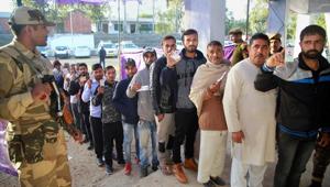 The fourth phase of panchayat elections in Jammu and Kashmir is being held on Tuesday, November 27, 2018.(PTI File) The fourth phase of panchayat elections in Jammu and Kashmir is being held on Tuesday, November 27, 2018.(PTI File)