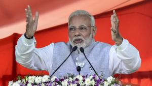 Prime Minister Narendra Modi addresses an election rally in support of BJP candidates in Nizamabad on Tuesday.(PTI file photo) Prime Minister Narendra Modi addresses an election rally in support of BJP candidates in Nizamabad on Tuesday.(PTI file photo)