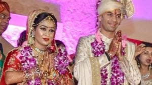 Tej Pratap Yadav with Aishwarya Rai after their marriage.(File Photo) Tej Pratap Yadav with Aishwarya Rai after their marriage.(File Photo)