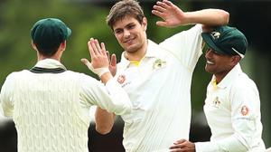 Aaron Hardie dismissed Virat Kohli during India’s warm-up match against Cricket Australia XI.(Twitter) Aaron Hardie dismissed Virat Kohli during India’s warm-up match against Cricket Australia XI.(Twitter)