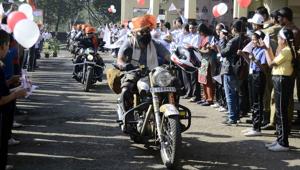 A motorcycle rally from Kozikode, Kerala to Anand, Gujrat in celebratration of the birth anniversary of Dr Verghese Kurien, November 24, 2017(Ravindra Joshi/HT Photo) A motorcycle rally from Kozikode, Kerala to Anand, Gujrat in celebratration of the birth anniversary of Dr Verghese Kurien, November 24, 2017(Ravindra Joshi/HT Photo)