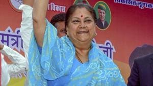 Rajasthan Chief Minister Vasundhara Raje at an election rally in Bikaner, Monday, Nov, 26, 2018. She has been campaigning extensively for BJP candidates ahead of Rajasthan Assembly Election.(PTI) Rajasthan Chief Minister Vasundhara Raje at an election rally in Bikaner, Monday, Nov, 26, 2018. She has been campaigning extensively for BJP candidates ahead of Rajasthan Assembly Election.(PTI)