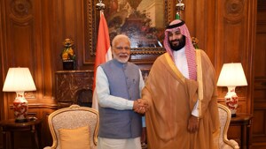 During the meeting, the PM, Modi and the Saudi prince discussed ways to further boost economic, cultural and energy ties(Narendra Modi/Twitter Photo)