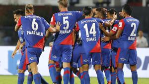 Kumam Udanta Singh, second right, of Bengaluru FC celebrates with teammates after scoring a goal during the Hero Indian Super League (ISL) soccer match between Bengaluru FC and FC Pune City in Bangalore, India, Friday, Nov. 30, 2018)(AP) Kumam Udanta Singh, second right, of Bengaluru FC celebrates with teammates after scoring a goal during the Hero Indian Super League (ISL) soccer match between Bengaluru FC and FC Pune City in Bangalore, India, Friday, Nov. 30, 2018)(AP)
