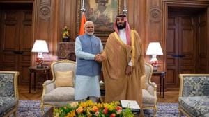 Saudi Arabia's crown prince Mohammed bin Salman with India's Prime Minister Narendra Modi, Buenos Aires, November 29, 2018. Modi government has invested considerable time and energy in fostering stronger relations with countries in West Asia, especially Saudi Arabia and the UAE.(REUTERS) Saudi Arabia's crown prince Mohammed bin Salman with India's Prime Minister Narendra Modi, Buenos Aires, November 29, 2018. Modi government has invested considerable time and energy in fostering stronger relations with countries in West Asia, especially Saudi Arabia and the UAE.(REUTERS)