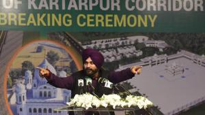 India's Punjab cabinet minister and former cricketer Navjot Singh Sidhu addresses the groundbreaking ceremony for the Kartarpur Corridor in Kartarpur on November 28, 2018 (File Photo)(AFP) India's Punjab cabinet minister and former cricketer Navjot Singh Sidhu addresses the groundbreaking ceremony for the Kartarpur Corridor in Kartarpur on November 28, 2018 (File Photo)(AFP)