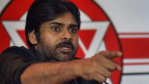 Actor and Jana Sena party president Pawan Kalyan at a press conference in Chennai.(PTI) Actor and Jana Sena party president Pawan Kalyan at a press conference in Chennai.(PTI)