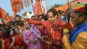 Shiv Sena chief Uddhav Thackeray in Ayodhya, Saturday, November 24(AP) Shiv Sena chief Uddhav Thackeray in Ayodhya, Saturday, November 24(AP)