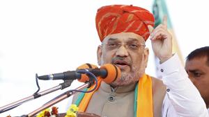 BJP National President Amit Shah addresses a public meeting in Karauli, Rajasthan, Thursday, Nov 29, 2018, ahead of the Assembly polls in the state.(PTI) BJP National President Amit Shah addresses a public meeting in Karauli, Rajasthan, Thursday, Nov 29, 2018, ahead of the Assembly polls in the state.(PTI)