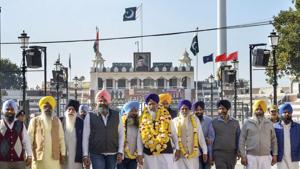 Attari: Shiromani Gurdwara Parbandhak Committee (SGPC) President Gobind Singh Longowal with SGPC members return after attending the groundbreaking ceremony for Kartarpur Corridor, at the India-Pakistan Wagah Post, about 35km from Amritsar, Friday, Nov. 30, 2018. (PTI Photo)(PTI) Attari: Shiromani Gurdwara Parbandhak Committee (SGPC) President Gobind Singh Longowal with SGPC members return after attending the groundbreaking ceremony for Kartarpur Corridor, at the India-Pakistan Wagah Post, about 35km from Amritsar, Friday, Nov. 30, 2018. (PTI Photo)(PTI)