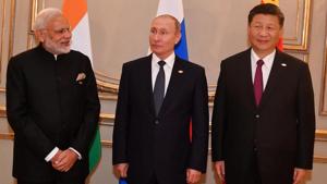 The second trilateral meet among India, Russia and China came after a gap of 12 years, on the sidelines of the G-20 summit to discuss cooperation in various areas.(Twitter/MEA) The second trilateral meet among India, Russia and China came after a gap of 12 years, on the sidelines of the G-20 summit to discuss cooperation in various areas.(Twitter/MEA)