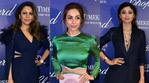 Gauri Khan, Malaika Arora and Shilpa Shetty at the event.(Viral Bhayani) Gauri Khan, Malaika Arora and Shilpa Shetty at the event.(Viral Bhayani)