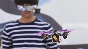 A drone pilot operates his drone during a practice session for the Night Drone Competition at the Bengaluru Tech Summit 2018, in Bengaluru, Nov. 29, 2018.(PTI) A drone pilot operates his drone during a practice session for the Night Drone Competition at the Bengaluru Tech Summit 2018, in Bengaluru, Nov. 29, 2018.(PTI)