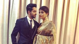 Ayushmann Khurrana with wife Tahira Kashyap at Deepika Padukone, Ranveer Singh’s Mumbai reception.(Facebook) Ayushmann Khurrana with wife Tahira Kashyap at Deepika Padukone, Ranveer Singh’s Mumbai reception.(Facebook)