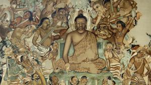 Most notable among the project to restore 100 printed works in the library of Mumbai’s JJ School of Art is the work of John Griffiths, who in 1872 replicated and archived the frescoes found in the Ajanta caves into his book on the subject.(Anshuman Poyrekar/HT Photo) Most notable among the project to restore 100 printed works in the library of Mumbai’s JJ School of Art is the work of John Griffiths, who in 1872 replicated and archived the frescoes found in the Ajanta caves into his book on the subject.(Anshuman Poyrekar/HT Photo)