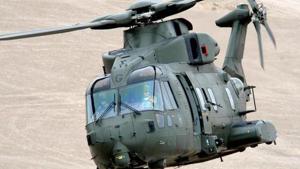 A photo of AgustaWestland AW101 chopper, configured to meet diverse roles for pre-dominantly Maritime and Utility tasks. A photo of AgustaWestland AW101 chopper, configured to meet diverse roles for pre-dominantly Maritime and Utility tasks.