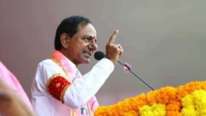 Kalvakuntla Chandrashekar Rao, better known and abbreviated as KCR, is the single most important variable in Telangana assembly elections.(HT PHOTO)