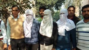 Two of the three accused were caught by a team of the anti-auto theft squad from Dwarka Sector 11 on the evening of November 29. The duo then led police to the third man, a civil services aspirant.(HT Photo) Two of the three accused were caught by a team of the anti-auto theft squad from Dwarka Sector 11 on the evening of November 29. The duo then led police to the third man, a civil services aspirant.(HT Photo)