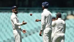 India's captain Virat Kohli (L) throws the ball to Lokesh Rahul (C) whilst fielding on the fourth day of the tour match against Cricket Australia XI at the SCG in Sydney.(AFP) India's captain Virat Kohli (L) throws the ball to Lokesh Rahul (C) whilst fielding on the fourth day of the tour match against Cricket Australia XI at the SCG in Sydney.(AFP)