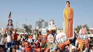The RSS has held close to 300 meetings of its workers across the state in the past fortnight for the December 7 assembly elections.(PTI) The RSS has held close to 300 meetings of its workers across the state in the past fortnight for the December 7 assembly elections.(PTI)