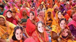 Women gather to attend Rajasthan Chief Minister Vasundhara Raje's election rally in support of BJP candidate Shankar Singh Rawat, in Beawar.(PTI FILE PHOTO) Women gather to attend Rajasthan Chief Minister Vasundhara Raje's election rally in support of BJP candidate Shankar Singh Rawat, in Beawar.(PTI FILE PHOTO)