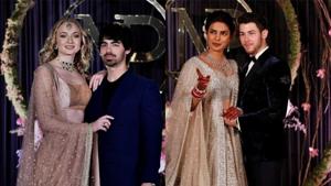 Joe Jonas and Sophie Turner at Priyanka Chopra and Nick Jonas’s wedding reception in Delhi.(AP/PTI)