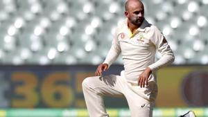 Australia's Nathan Lyon reacts while bowling during the first cricket test between Australia and India in Adelaide.(AP) Australia's Nathan Lyon reacts while bowling during the first cricket test between Australia and India in Adelaide.(AP)