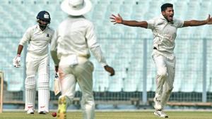 Basil Thampi took four wickets for Kerala to help bowl out Tamil Nadu for 268.(PTI) Basil Thampi took four wickets for Kerala to help bowl out Tamil Nadu for 268.(PTI)