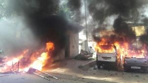 Vehicles torched by a mob which attacked policemen during a protest against Supreme Court ruling on SC/ST Act.(HT File Photo) Vehicles torched by a mob which attacked policemen during a protest against Supreme Court ruling on SC/ST Act.(HT File Photo)