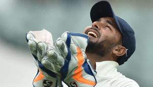 Rishabh Pant celebrates catching Australia's batsman Josh Hazlewood during day three of the first Test match.(AFP) Rishabh Pant celebrates catching Australia's batsman Josh Hazlewood during day three of the first Test match.(AFP)