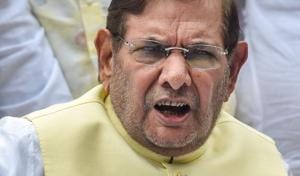 Former JD (U) leader Sharad Yadav on Friday expressed regret for body shaming Rajasthan Chief Minister Vasundhara Raje saying that he did not intend to hurt her with his words. He also said he would write a letter to the state chief.(PTI) Former JD (U) leader Sharad Yadav on Friday expressed regret for body shaming Rajasthan Chief Minister Vasundhara Raje saying that he did not intend to hurt her with his words. He also said he would write a letter to the state chief.(PTI)