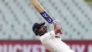India's Ajinkya Rahane watches the ball while batting on day four during the first cricket test between Australia and India in Adelaide.(AP)
