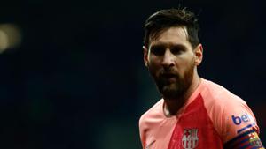 Barcelona's Argentinian forward Lionel Messi looks on during the Spanish league football match RCD Espanyol against FC Barcelona at the RCDE Stadium.(AFP) Barcelona's Argentinian forward Lionel Messi looks on during the Spanish league football match RCD Espanyol against FC Barcelona at the RCDE Stadium.(AFP)