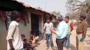 Ghatsila SDPO, SDO and Galudih OC on Sunday visited Sabar tollah in Darisai after a man allegedly tore off the clothes of a tribal woman and paraded her naked.(HT Photo) Ghatsila SDPO, SDO and Galudih OC on Sunday visited Sabar tollah in Darisai after a man allegedly tore off the clothes of a tribal woman and paraded her naked.(HT Photo)