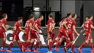 Bhubaneswar: England's players celebrate after winning the match against New Zealand at the Men's Hockey World Cup 2018, in Bhubaneswar.(PTI) Bhubaneswar: England's players celebrate after winning the match against New Zealand at the Men's Hockey World Cup 2018, in Bhubaneswar.(PTI)