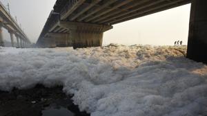 A view of pollution in river Yamuna in New Delhi.(Biplov Bhuyan/HT Photo) A view of pollution in river Yamuna in New Delhi.(Biplov Bhuyan/HT Photo)