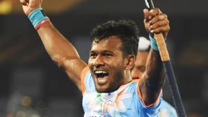India's Amit Rohidas celebrate after scoring a goal against Canada during the field hockey group stage match between India and Canada at the 2018 Hockey World Cup in Bhubaneswar.(AFP) India's Amit Rohidas celebrate after scoring a goal against Canada during the field hockey group stage match between India and Canada at the 2018 Hockey World Cup in Bhubaneswar.(AFP)