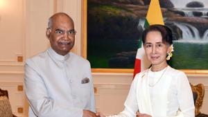 India's President Ram Nath Kovind meets with Myanmar State Counsellor Aung San Suu Kyi at the presidential palace in capital Naypyidaw on December 11, 2018.(AFP) India's President Ram Nath Kovind meets with Myanmar State Counsellor Aung San Suu Kyi at the presidential palace in capital Naypyidaw on December 11, 2018.(AFP)