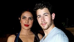Priyanka Chopra and husband Nick Jonas pose for photos during the Bumble dating app launch, in Mumbai.(PTI) Priyanka Chopra and husband Nick Jonas pose for photos during the Bumble dating app launch, in Mumbai.(PTI)