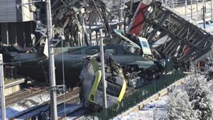 Members of rescue services work at the scene of a train accident in Ankara, Turkey. A high-speed train hit a railway engine and crashed into a pedestrian overpass at a station in the Turkish capital Ankara.(AP) Members of rescue services work at the scene of a train accident in Ankara, Turkey. A high-speed train hit a railway engine and crashed into a pedestrian overpass at a station in the Turkish capital Ankara.(AP)
