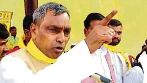 SBSP chief Om Prakash Rajbhar addresses a gathering in Lakhimpur Kheri on Thursday(HT Photo) SBSP chief Om Prakash Rajbhar addresses a gathering in Lakhimpur Kheri on Thursday(HT Photo)