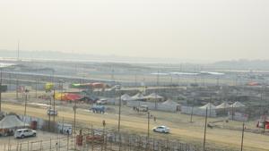 The tent city coming up on the banks of Sangam. It will be home to lakhs of Kalpvasis and pilgrims during their stay at the 49-day long Kumbh Mela beginning January 15.(Anil Kumar Maurya/ HT photo) The tent city coming up on the banks of Sangam. It will be home to lakhs of Kalpvasis and pilgrims during their stay at the 49-day long Kumbh Mela beginning January 15.(Anil Kumar Maurya/ HT photo)