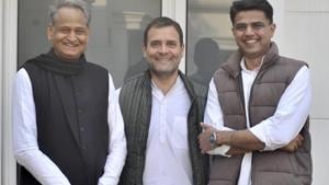 Congress president Rahul Gandhi shares photo with party leaders Ashok Gehlot and Sachin Pilot.(Rahul Gandhi/Twitter) Congress president Rahul Gandhi shares photo with party leaders Ashok Gehlot and Sachin Pilot.(Rahul Gandhi/Twitter)