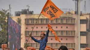 Supporters of the Vishva Hindu Parishad (VHP) at Supporters of the Vishva Hindu Parishad (VHP) at