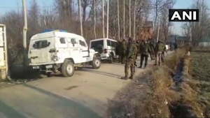 The encounter broke out early on Saturday after security forces launched a cordon and search operation in Sirnoo village of the district, a police officer said.(ANI/Twitter) The encounter broke out early on Saturday after security forces launched a cordon and search operation in Sirnoo village of the district, a police officer said.(ANI/Twitter)