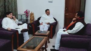 Congress leader Ahmed Patel with RLSP chief Upendra Kushwaha at the latter’s residence. Congress leader Ahmed Patel with RLSP chief Upendra Kushwaha at the latter’s residence.