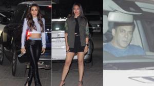 Malaika Arora, Sonakshi Sinha atSohail Khan’s party.(Viral Bhayani) Malaika Arora, Sonakshi Sinha atSohail Khan’s party.(Viral Bhayani)